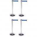 Retractable Belt Stanchion Crowd Queue Control Barrier Post - 4 Poles + 4 Ropes By Hiphen Solutions 