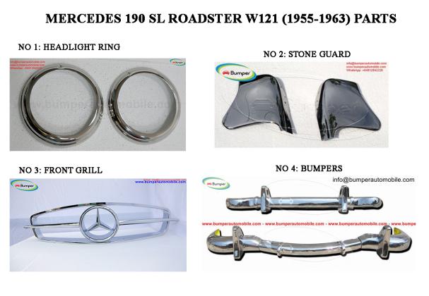 Mercedes 190 SL Roadster W121 (1955-1963) bumper, grill, stone guard, headlight ring in Bauchi, 