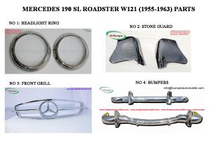 Mercedes 190 SL Roadster W121 (1955-1963) bumper, grill, stone guard, headlight ring